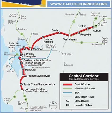 Amtrak Capitol Corridor Map - Map Of Italy