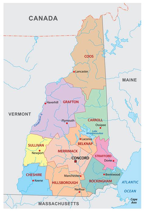 State Map Of New Hampshire - Anetta Mathilda