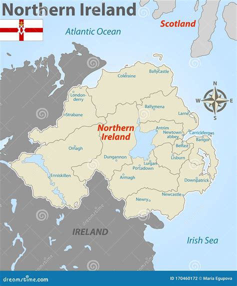 Mapa De Irlanda Del Norte Con Distritos Ilustración del Vector ...