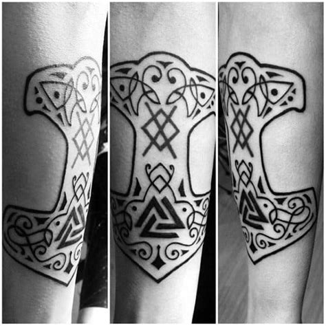 70 Mjolnir Tattoo Designs For Men - Hammer Of Thor Ideas