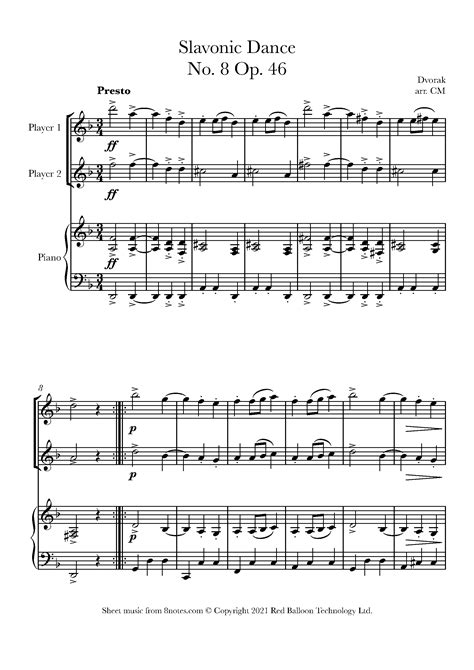 ﻿Dvořák - Slavonic Dance No. 8 Op. 46 Sheet music for Flexible Ensemble ...