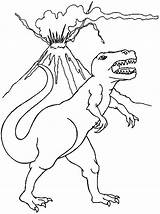 T Rex With Volcano Coloring Sheet Pages sketch template