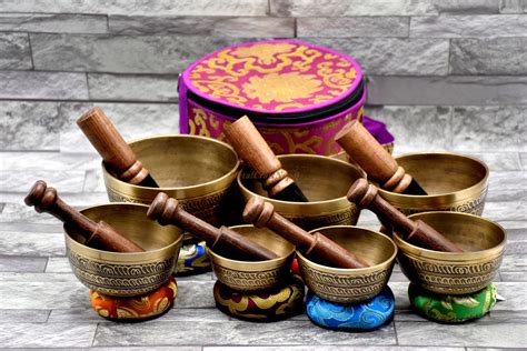 Natura Set Singing Bowl Set-Singing Bowl Set for Chakra Healing-Chakra Cleansing Set comes With ...