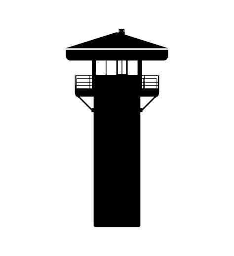 Prison Tower Silhouette, Watchtower Jail checkpoint Overlook Illustration. 9432451 Vector Art at ...