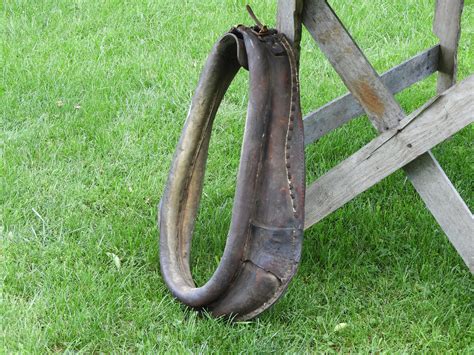 Antique Horse Yoke, Horse Collar, Decorative Gray Black Leather Mule Harness, Large Entryway Art ...