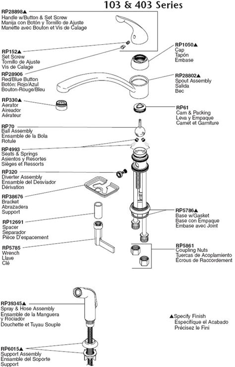 PlumbingWarehouse.com - Delta Kitchen Faucet Parts For Model 102, 103 ...