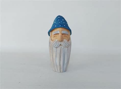 Wooden Wizard Statue, Wood Carving Home Decor, Hand Carved Santa ...