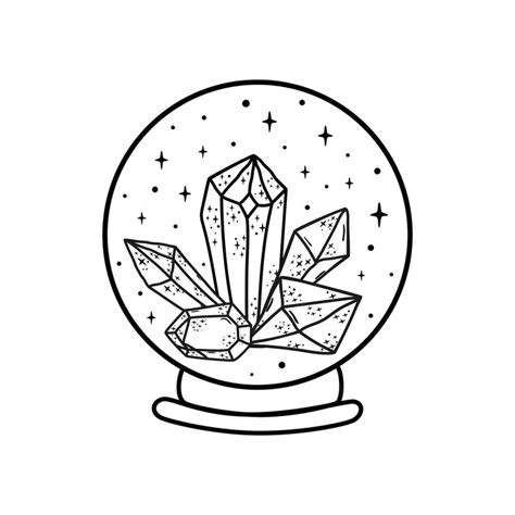 Premium Vector | Magic crystal ball with crystals crystal logo fortune teller crystal ball ...