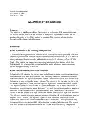 Lab 3 Williamson Ether Synthesis Lab Report .docx - NAME: Natalia Burton SECTION #: 1002 UNLV ...