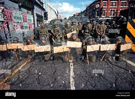 BELFAST, NORTHERN IRELAND - March 1972, British Army Troops manning ...