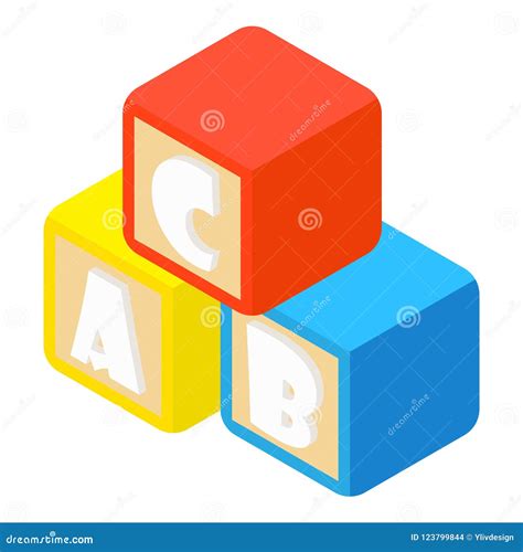 Alphabet Cubes with Letters Icon, Cartoon Style Stock Illustration ...