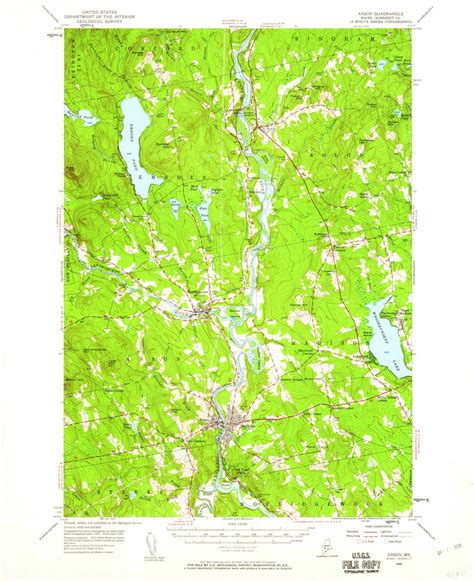 Anson, Maine 1955 (1960) USGS Old Topo Map Reprint 15x15 ME Quad 460110 - OLD MAPS