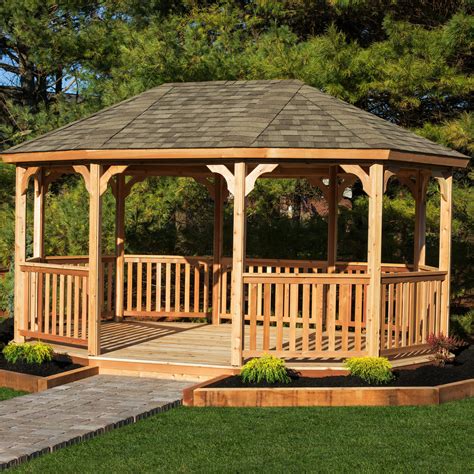 YardCraft Oval 18 Ft. W x 12 Ft. D Wood Permanent Gazebo & Reviews ...