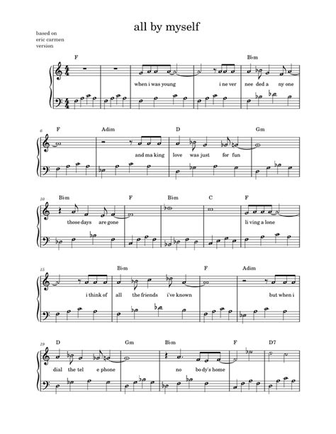 All by myself – Eric Carmen Sheet music for Piano (Solo) | Musescore.com