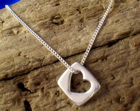 Silver Heart Necklace, Heart Pendant, Handmade, Heart Jewellery ...