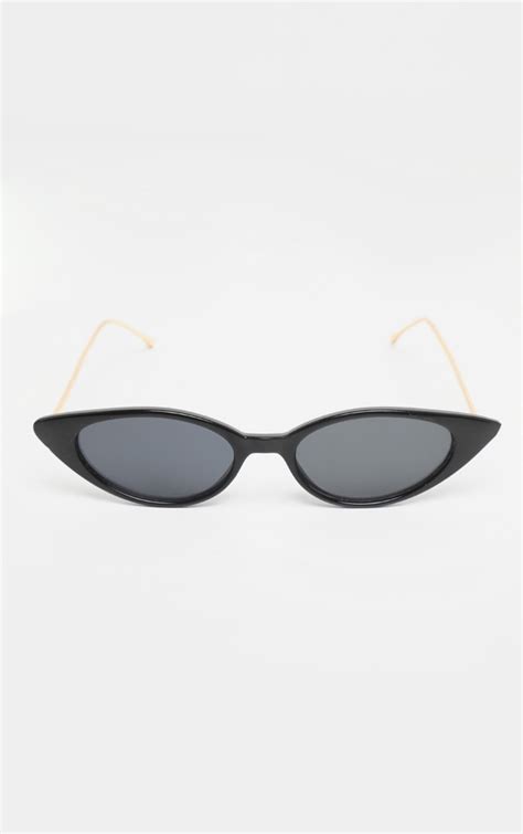 Black Cat Eye Retro Frame Sunglasses | PrettyLittleThing USA