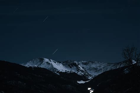 Wallpaper : mountains, snow, night sky, stars, nature, dark, landscape, long exposure 5000x3338 ...