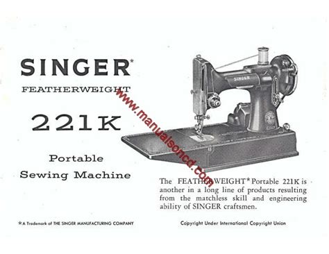 Singer Featherweight 221K Sewing Machine Manual