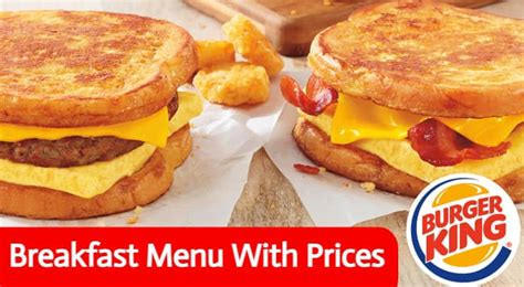 Burger King Breakfast Menu With Combo Meals and Pricing