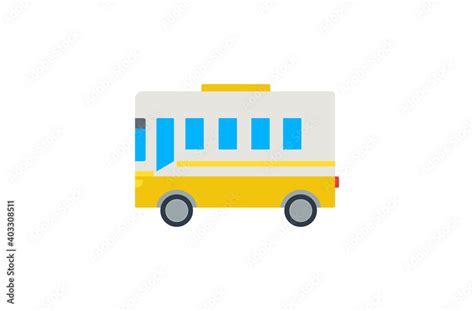 School bus vector flat icon. Isolated city transport, public transportation bus emoji ...