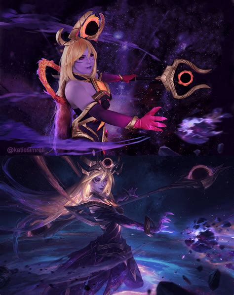 my dark cosmic lux cosplay side by side with the splash art ! : r/lux