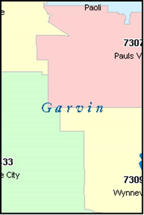 GARVIN County, Oklahoma Digital ZIP Code Map