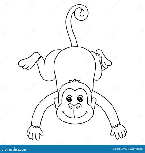 Monkey Coloring Page Isolated for Kids Stock Vector - Illustration of ...