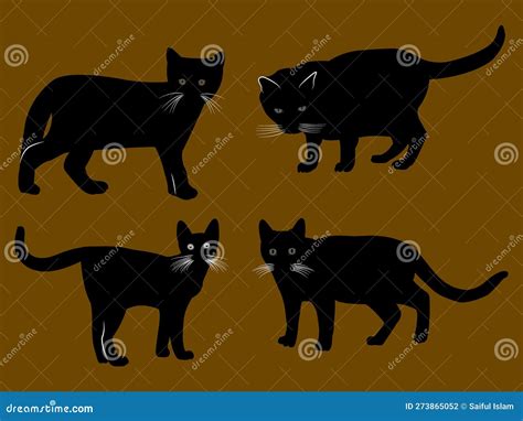 Black and White Cat Silhouette Vector Illustration Stock Vector ...