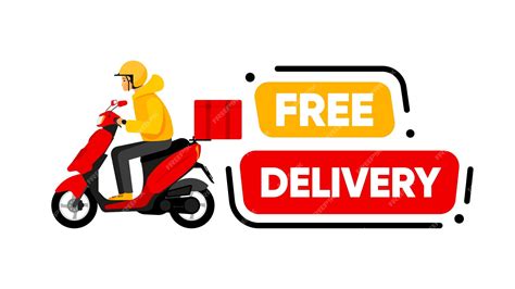 Premium Vector | Free Delivery banner Scooter with a man delivering an order Delivery concept ...