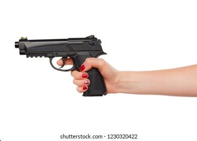 Female Hand Holding Gun Over White Stock Photo 1703320357 | Shutterstock