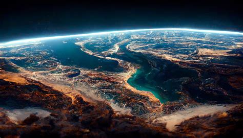 Beautiful view on planet Earth from space at night with city light, fantasy and futuristic ...