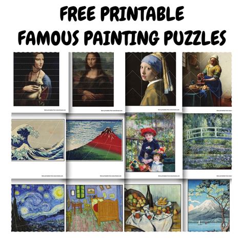 FREE Printable Famous Painting Puzzles for Kids Ages 3+ - Fanesis Kids