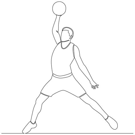 Basketball player continuous line drawing vector line art 14072921 Vector Art at Vecteezy