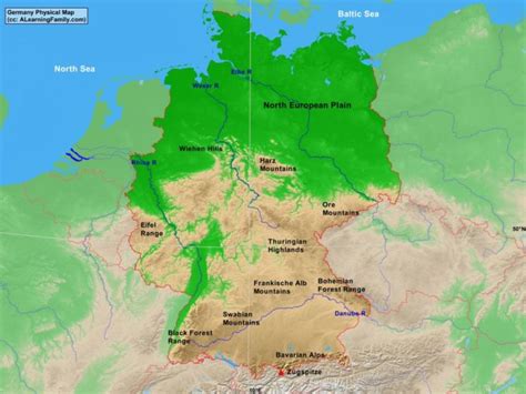 Germany Physical Map - A Learning Family