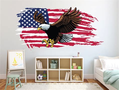 American Flag Wall Decal Eagle Flying American Flag Wall Decal American ...