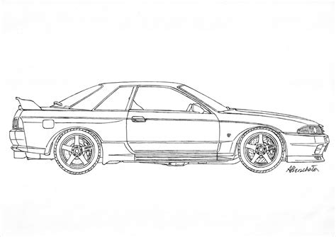 Paper Garage Car Drawings A. Pierzchała | Nissan skyline gtr r32, Nissan skyline, Car drawings