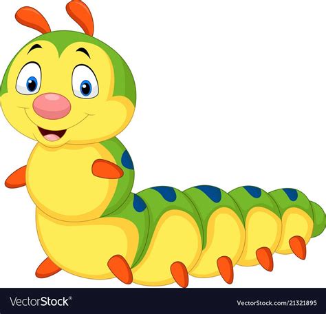 Cartoon caterpillar isolated on white background Vector Image | Caterpillar, Cute cartoon ...