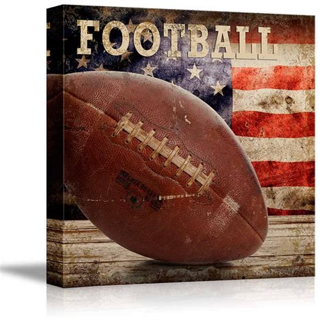 wall26 Rustic Football - Football Vintage Wood Grain - Canvas Art Home ...