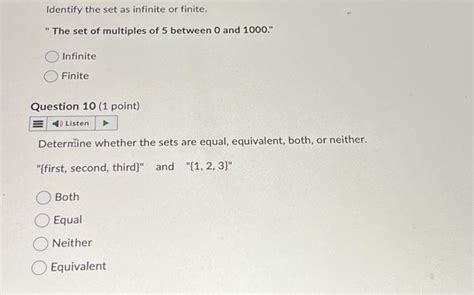 Solved Identify the set as infinite or finite. " The set of | Chegg.com