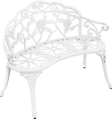 Sunlit Haven 'Orchidea' Garden Bench, White - Compact 3-Seater Design for Patios, Gardens ...