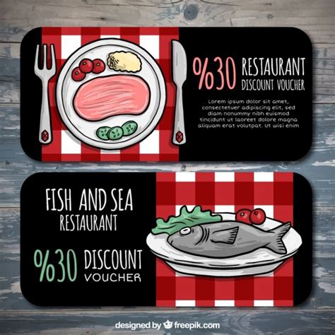 Free Vector | Restaurant discount coupons