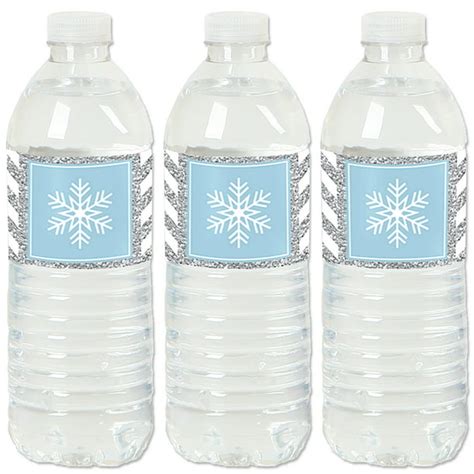 Winter Wonderland - Snowflake Holiday Party & Winter Wedding Water Bottle Sticker Labels - Set ...