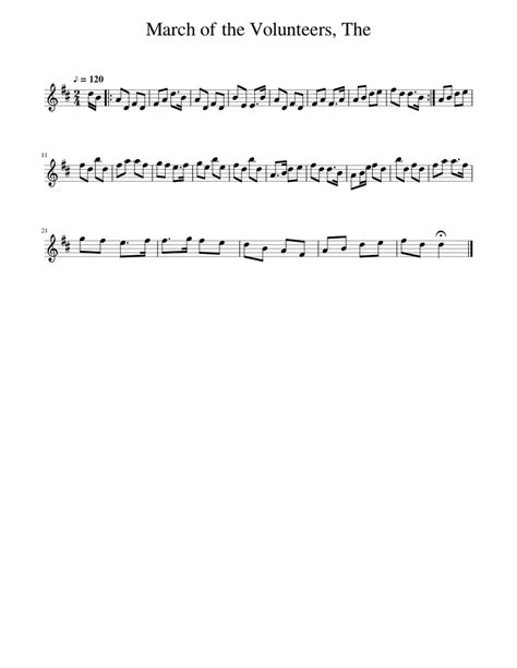 The March of the Volunteers Sheet music for Piano (Solo) | Musescore.com