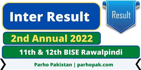 BISE Rawalpindi Result 2023 for Intermediate 2nd Annual 2022