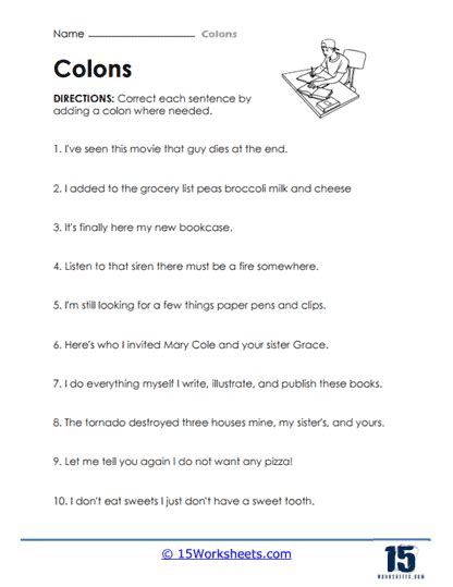 Colons Worksheets - 15 Worksheets.com