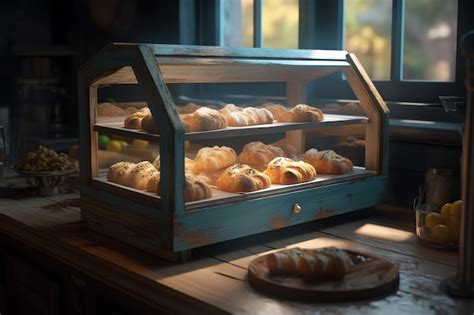 Premium AI Image | A display of breads in a bakery