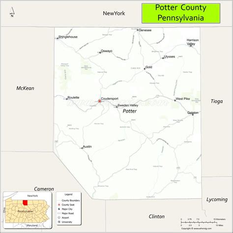 Map of Potter County, Pennsylvania - Where is Located, Cities ...