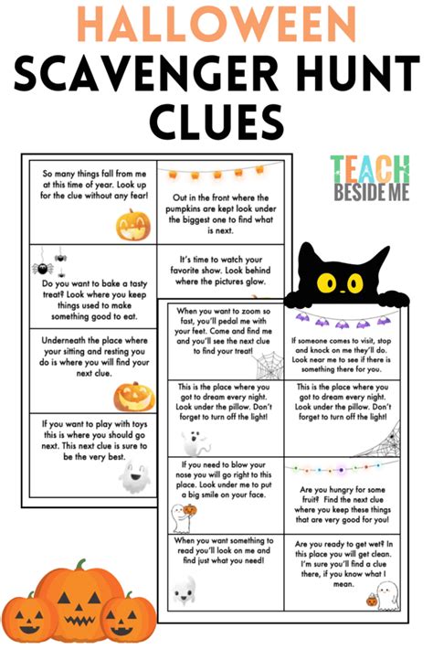 Free Printable Halloween Scavenger Hunt Clues - Teach Beside Me