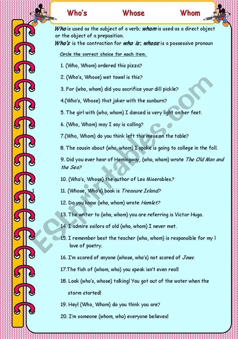 Who´s whom whose - ESL worksheet by nika114