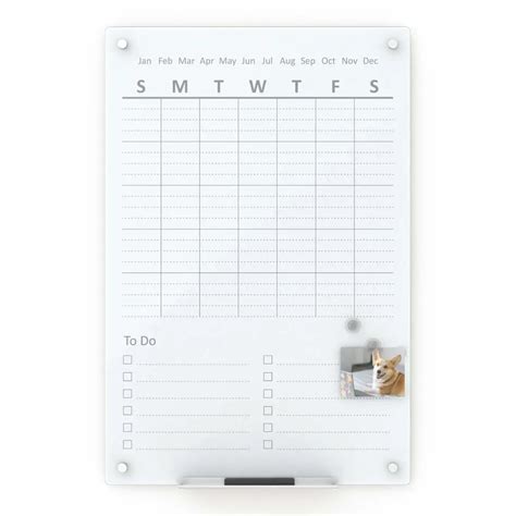 Magnetic Glass Whiteboard Calendar - Monthly / Weekly / Todo List - ASIA LINK